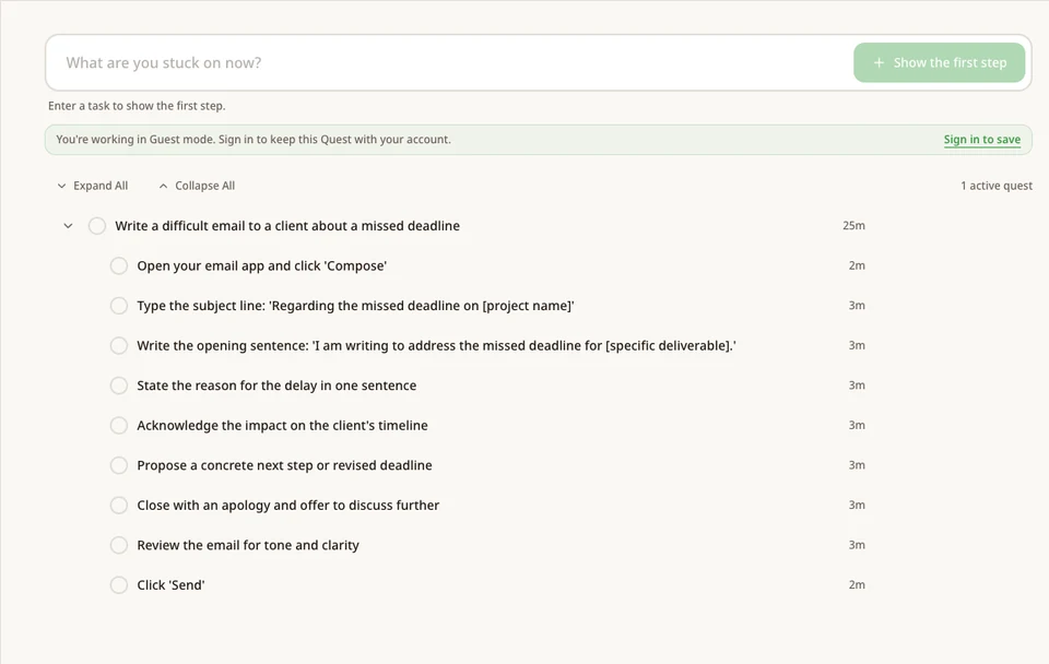 Real Start This Task result for writing a difficult client email about a missed deadline
